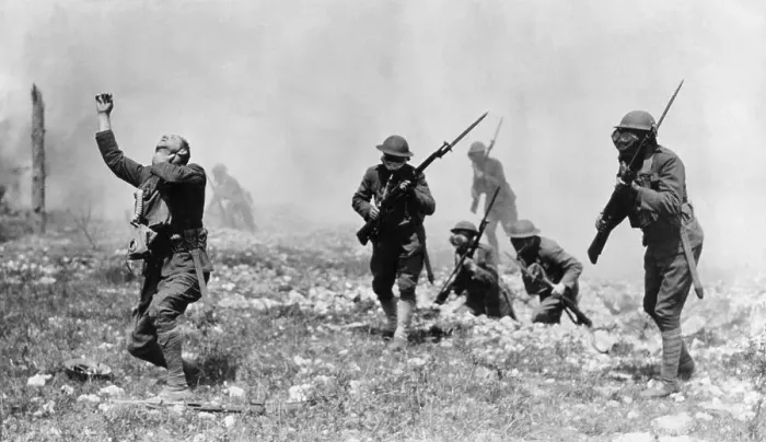 Framed Print : American Troops Staging A Gas Attack Framed Print : American Troops Staging A Gas Attack