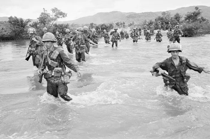 Framed Print : American Troops Wading Across River During Vietnam War Framed Print : American Troops Wading Across River During Vietnam War