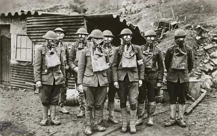 Framed Print : American Troops Wearing Gas Masks Framed Print : American Troops Wearing Gas Masks
