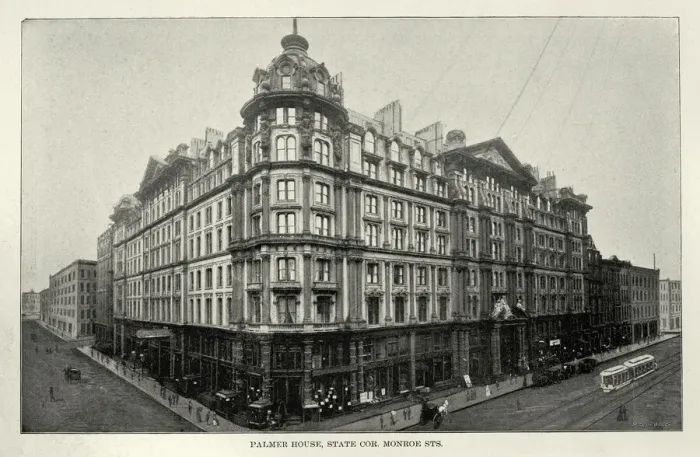 Framed Print : American Victorian architecture, Palmer House, State Corner Monrose Street, Chicago, 19th Century