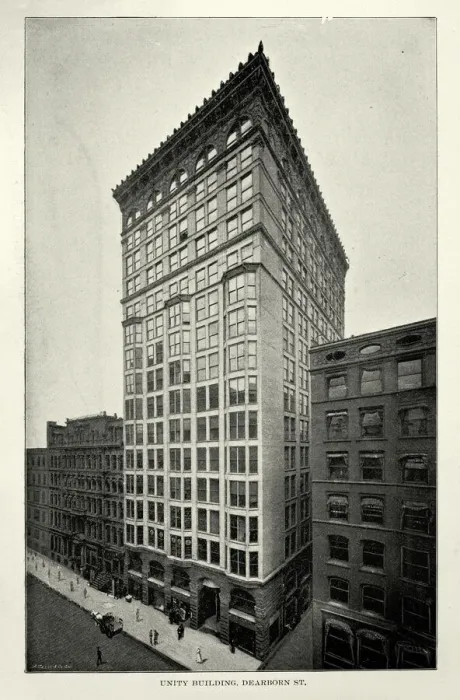 Framed Print : American Victorian architecture, Unity Building skyscraper, Chicago, 19th Century Framed Print : American Victorian architecture, Unity Building skyscraper, Chicago, 19th Century