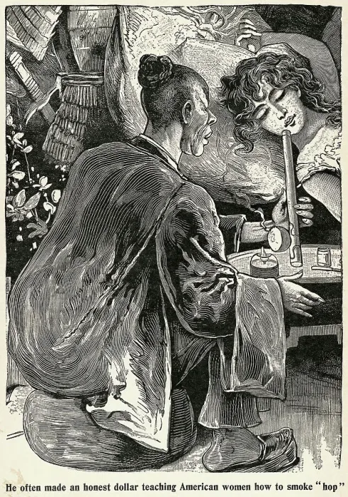 Framed Print : American Woman Smoking in an Opium Den Framed Print : American Woman Smoking in an Opium Den