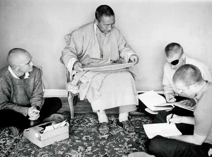 Framed Print : Americans Study With Tibetan Monks Framed Print : Americans Study With Tibetan Monks