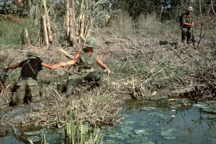 Framed Print : Americans Walking Through a Swamp Framed Print : Americans Walking Through a Swamp