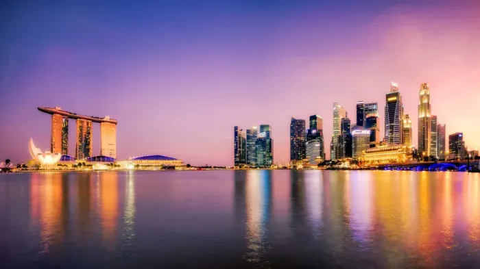 Framed Print : Amethyst Sunset at Marina Bay, Singapore Framed Print : Amethyst Sunset at Marina Bay, Singapore