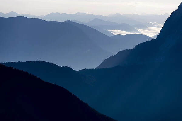 Ammergau Alps in the morning light, Berwang, Lechtal Valley, Reutte District, Tyrol, Austria