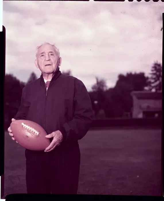 Framed Print : Amos Alonzo Stagg Sr. Holding Football Framed Print : Amos Alonzo Stagg Sr. Holding Football