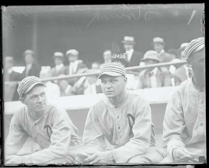 Framed Print : Amos Strunk and Teammates in Dugout Framed Print : Amos Strunk and Teammates in Dugout