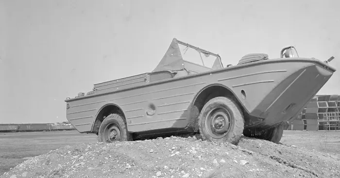 Framed Print : Amphibious Sea Jeep