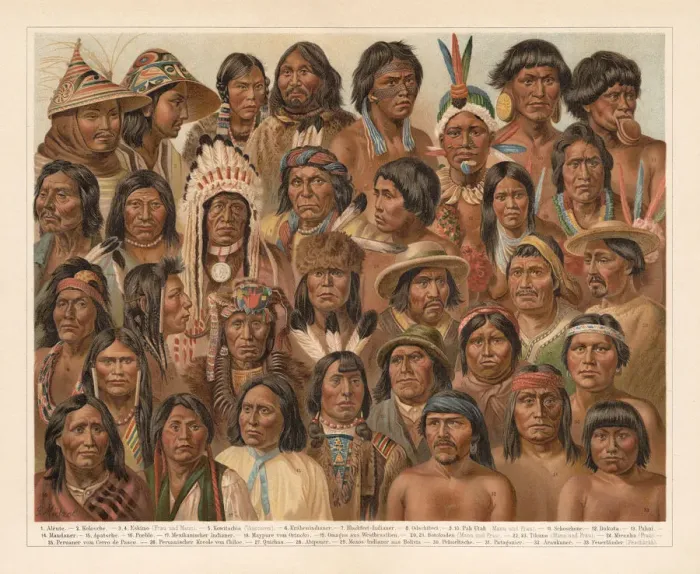 Framed Print : Amrican Native People, lithograph, published in 1897 Framed Print : Amrican Native People, lithograph, published in 1897
