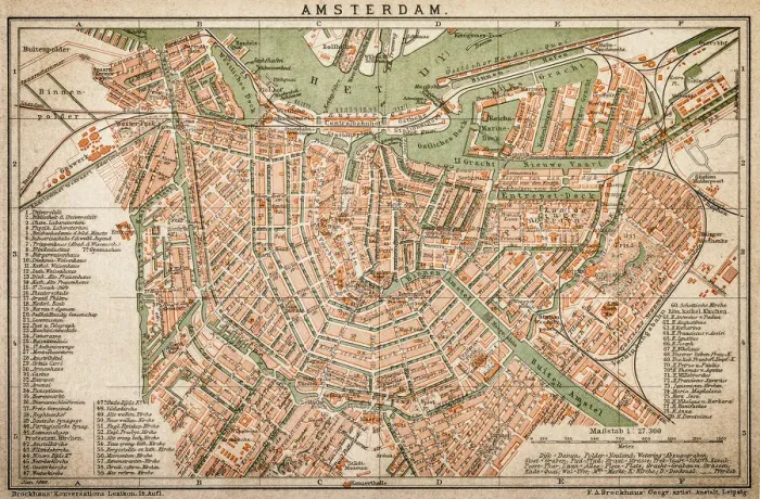 Framed Print : Amsterdam. Antquie Map of Amsterdam