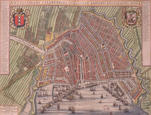 Amsterdam. A Photograph of a Map of Amsterdam by Johannes Blaeu, circa 1652