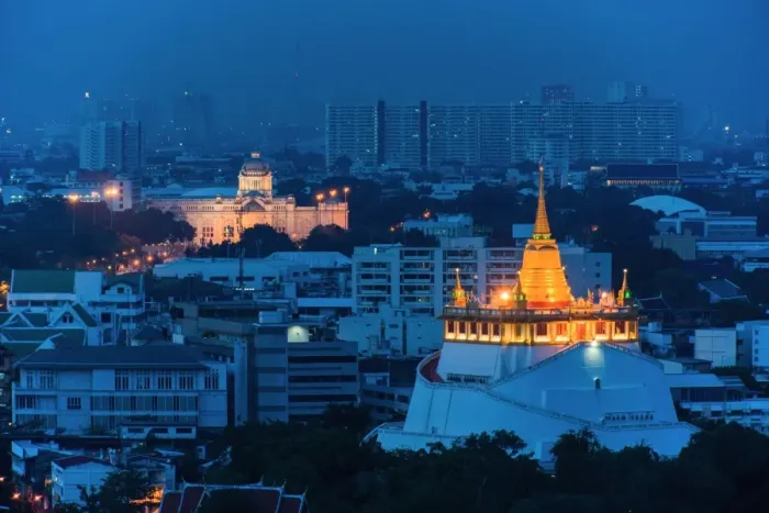 Framed Print : Ananta Samakhom trone hall and golden pagada Framed Print : Ananta Samakhom trone hall and golden pagada