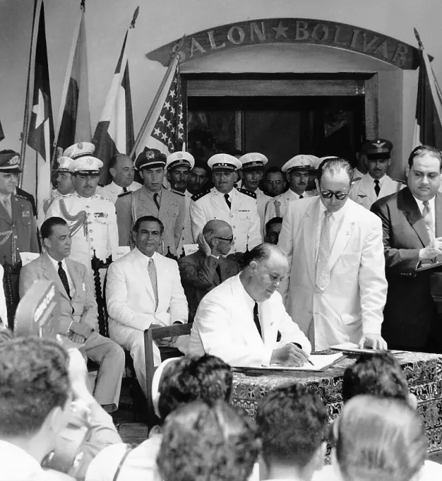Framed Print : Anastasio Somoza Signing Panama Declaration Framed Print : Anastasio Somoza Signing Panama Declaration