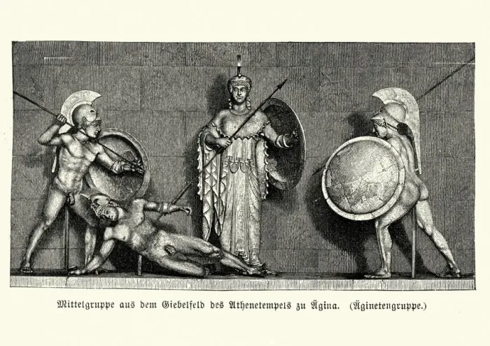 Framed Print : Anceint Greek warrors before the Goddess Athena Framed Print : Anceint Greek warrors before the Goddess Athena