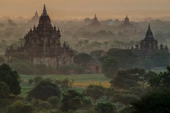 Framed Print : The ancient Bagan pagodas during sunrise Framed Print : The ancient Bagan pagodas during sunrise