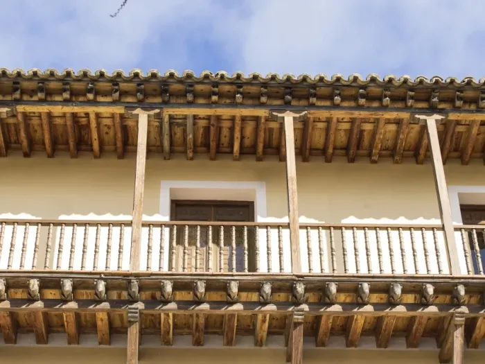 Framed Print : Ancient balcony of wood restored in the city of Cuenca Framed Print : Ancient balcony of wood restored in the city of Cuenca