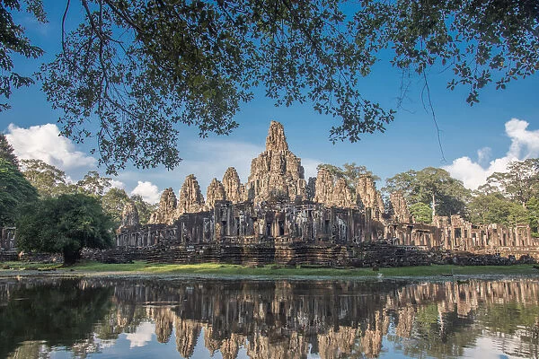 Ancient Bayon temple, Angkor Thom, the most popular tourist attraction in Siem reap, Cambodia