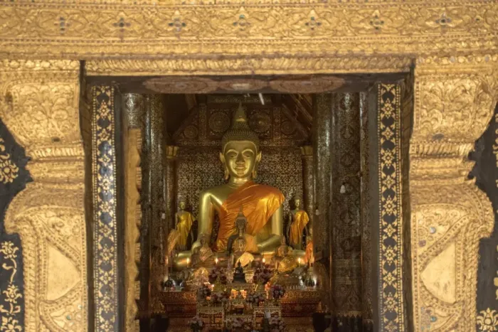 Framed Print : Ancient Buddhist Temple Wat Maak Mong, Luang Prabang, Laos Framed Print : Ancient Buddhist Temple Wat Maak Mong, Luang Prabang, Laos