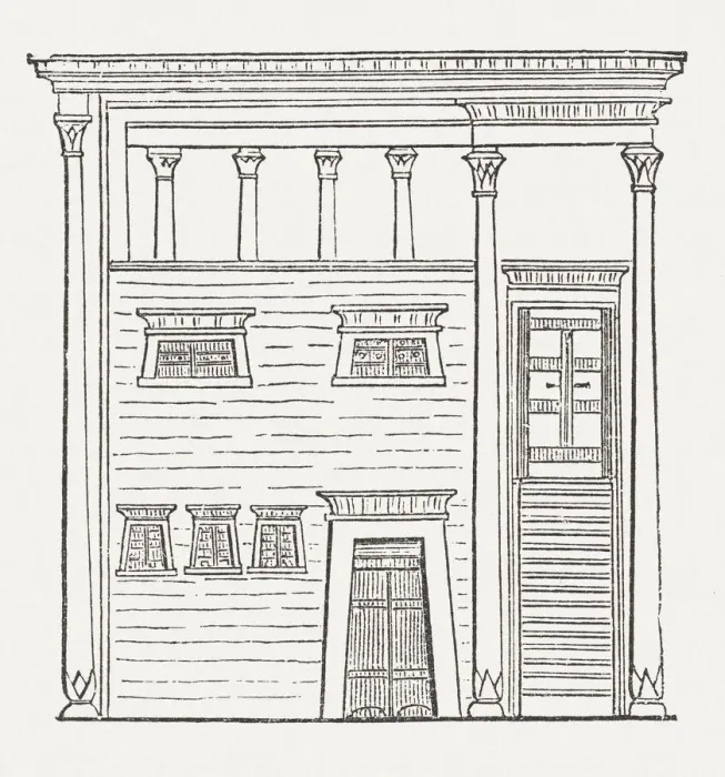 Framed Print : Ancient egyptian apartment building, wood engraving, published in 1876 Framed Print : Ancient egyptian apartment building, wood engraving, published in 1876