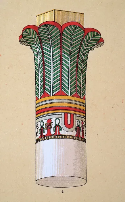 Framed Print : Ancient Egyptian decorative art and architecture, painted column capital from portico of Edfu 145BC, representing palm tree Framed Print : Ancient Egyptian decorative art and architecture, painted column capital from portico of Edfu 145BC, representing palm tree