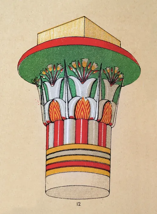 Framed Print : Ancient Egyptian decorative art and architecture, painted column capital from a temple at Koom Ombos Framed Print : Ancient Egyptian decorative art and architecture, painted column capital from a temple at Koom Ombos