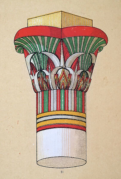 Ancient Egyptian decorative art and architecture, painted column capital from a temple at Philae