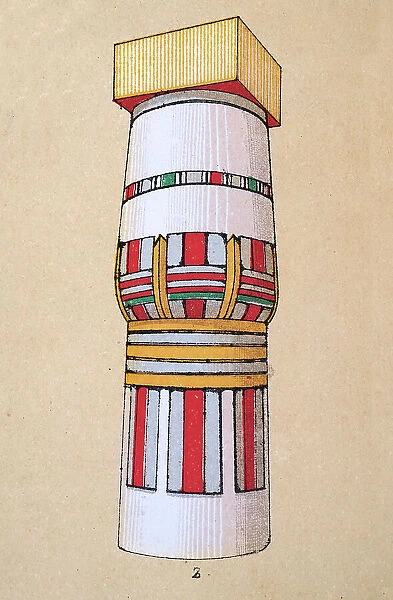 Ancient Egyptian decorative art and architecture, painted column capital from the Memnonium, Thebes