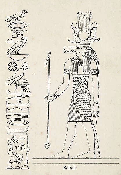 Ancient egyptian hieroglyph of deity Sebek