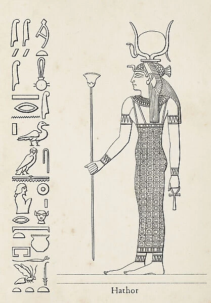 Ancient egyptian hieroglyph of goddess Hathor
