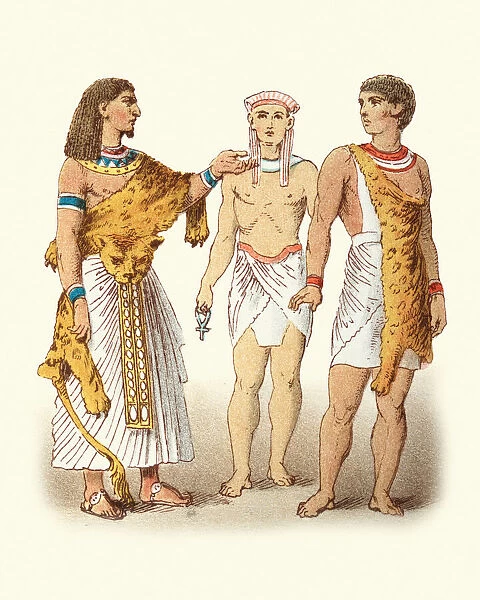Ancient Egyptian priests, clothing, fashion, Leopard animal skin cloak, skirt