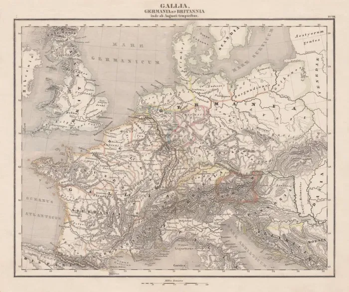 Framed Print : Ancient Europe under Emporer Augstus (63 BC-14 AD), published 1861