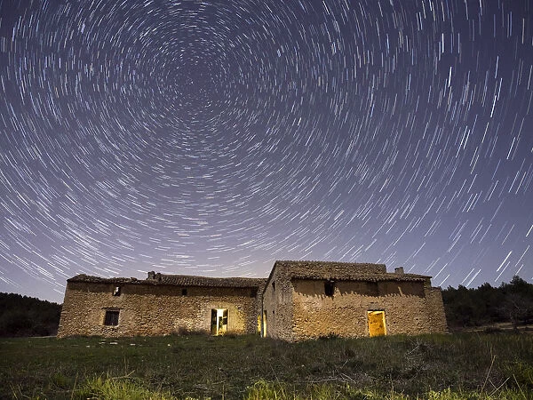 Ancient farmhouse under the stars