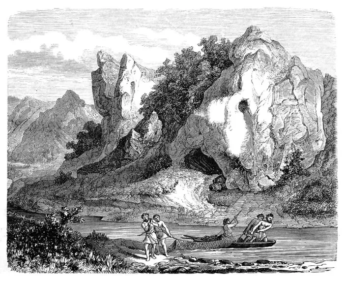 Framed Print : Ancient fishing scene