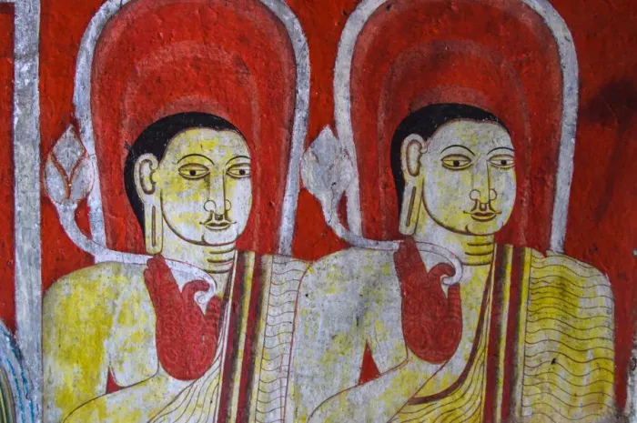 Framed Print : Ancient frescoes on Buddhism at Mediliya Viharaya
