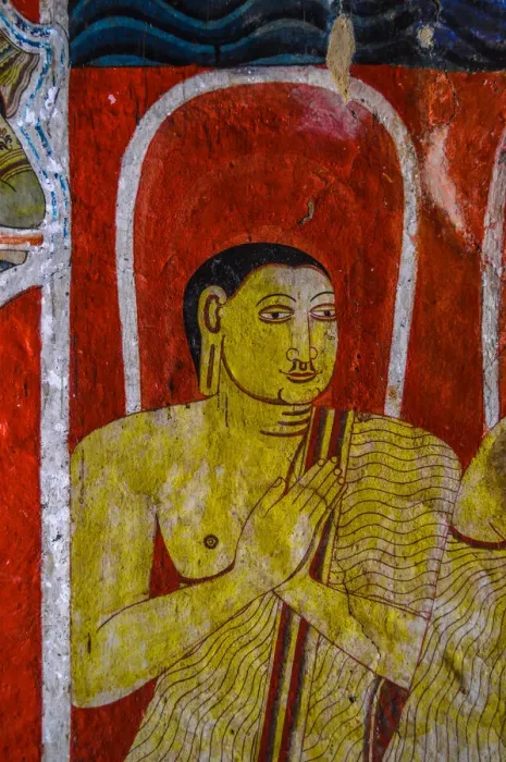 Framed Print : Ancient frescoes on Buddhism at Mediliya Viharaya