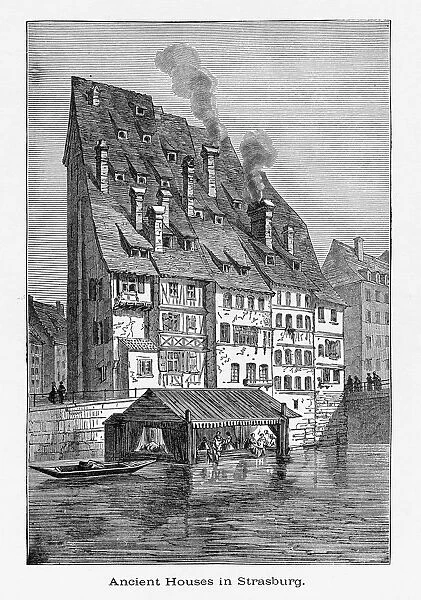 Ancient Houses in, Strasburg, Strasbourg, Germany, Circa 1887