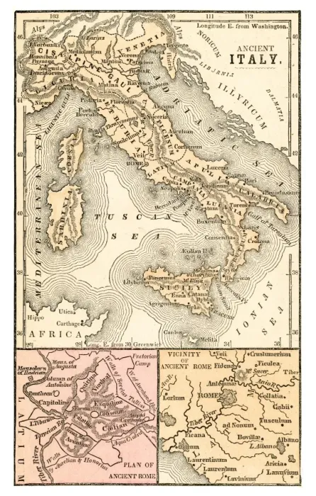 Framed Print : Ancient Italy map 1875 Framed Print : Ancient Italy map 1875