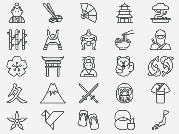 Ancient Japan Line Icons