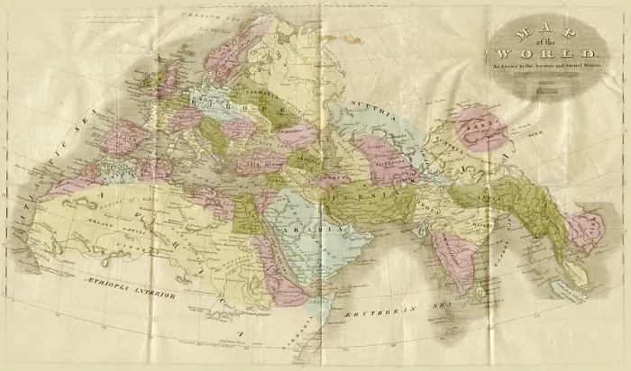 Framed Print : Ancient map of the know world 1898 Framed Print : Ancient map of the know world 1898