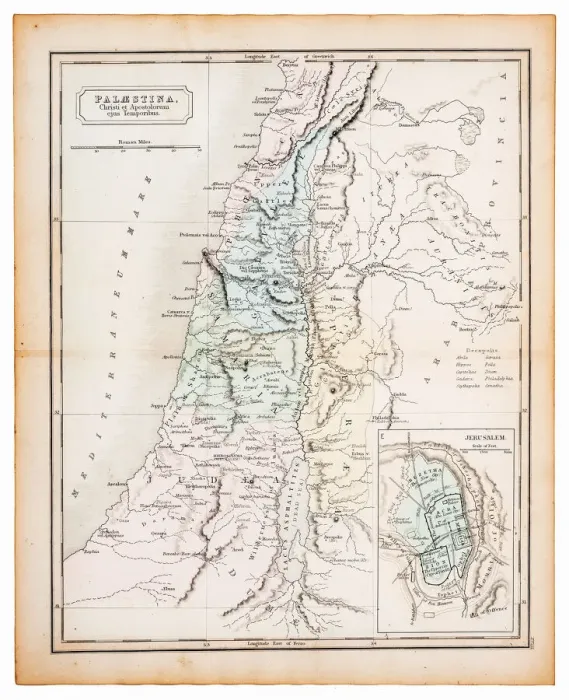 Framed Print : Ancient map of Palestine 1863 Framed Print : Ancient map of Palestine 1863