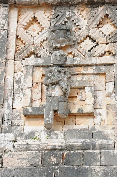 Ancient Mayan Carved Building Facade