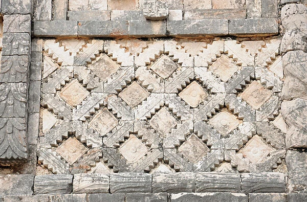 Ancient mayan carved building facade, Uxmal