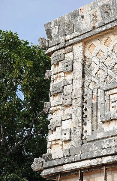 Ancient Mayan Carved Building Facade, Uxmal
