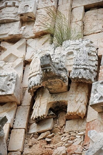 Ancient Mayan Sculpture and Facade, Uxmal