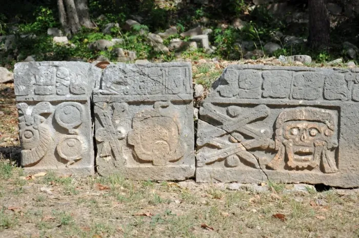 Framed Print : Ancient Mayan Skull and Bone Carvings, Uxmal Framed Print : Ancient Mayan Skull and Bone Carvings, Uxmal