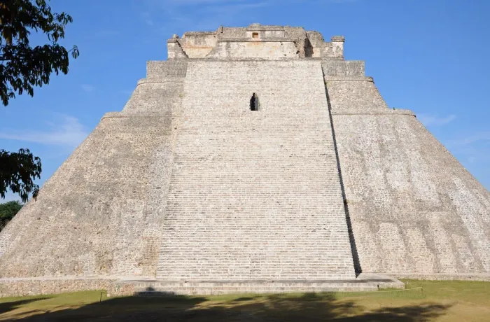 Framed Print : Ancient Mayan Step Pyramid with Blue Sky, Uxmal Framed Print : Ancient Mayan Step Pyramid with Blue Sky, Uxmal