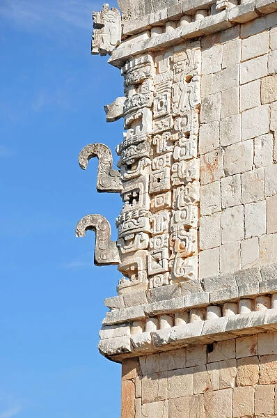 Ancient Mayan stone carvings and glyphs, Uxmal
