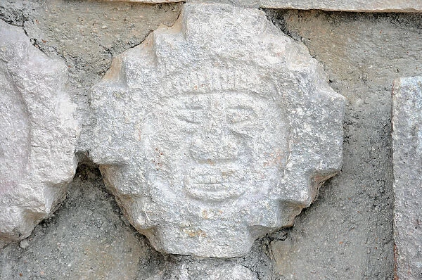 Ancient Mayan Stone Face Carving, Uxmal