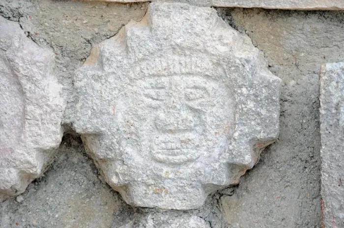 Framed Print : Ancient Mayan Stone Face Carving, Uxmal Framed Print : Ancient Mayan Stone Face Carving, Uxmal